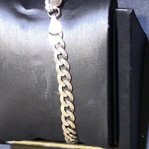 Bracelet Sterling Silver Diamond Cut CubanLink Chain Claw Clasp 925 Stamp